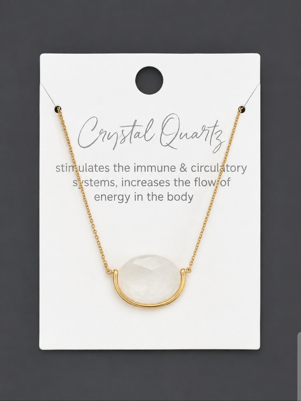 DOWNEAST Crystal Quartz Healing Witchy Pendant Chain Necklace